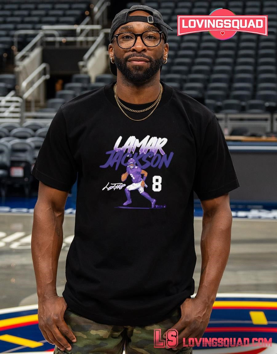 Lamar Jackson Name & Number Pose Signature T-Shirt