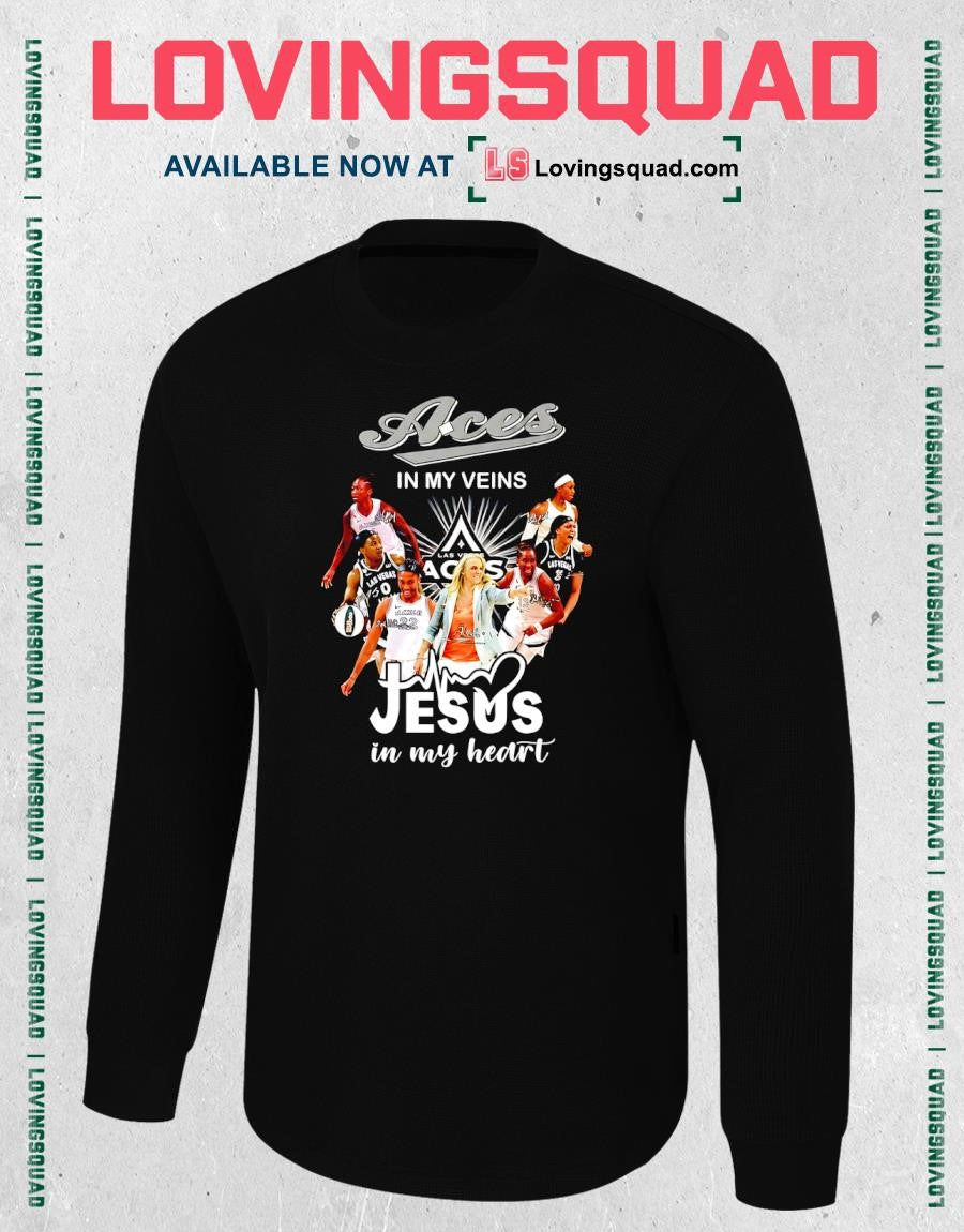 Las Vegas Aces In My Veins Jesus In My Heart Signatures WNBA T-Shirt
