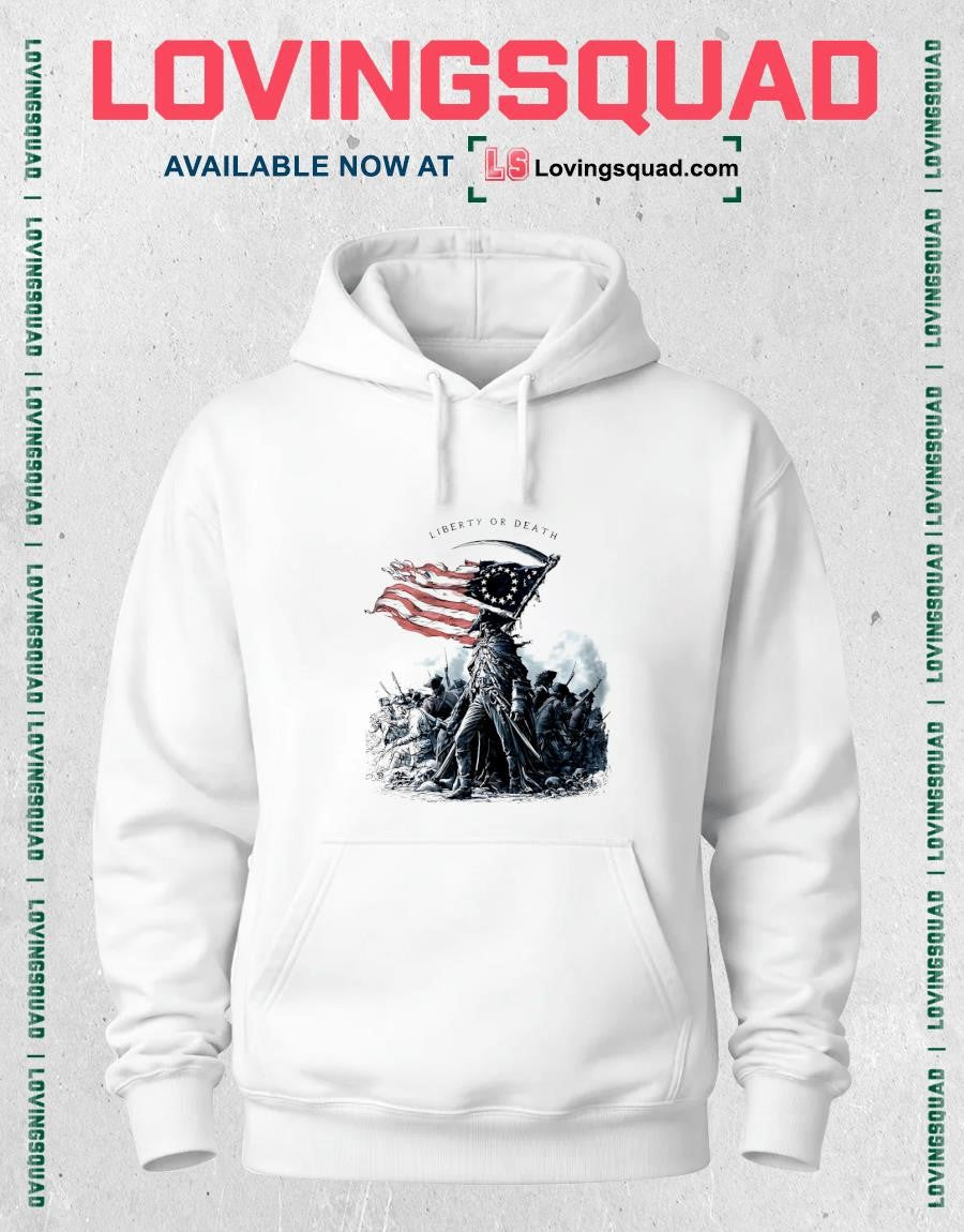 Liberty Or Death Grim Reaper Holding American Flag T-shirt