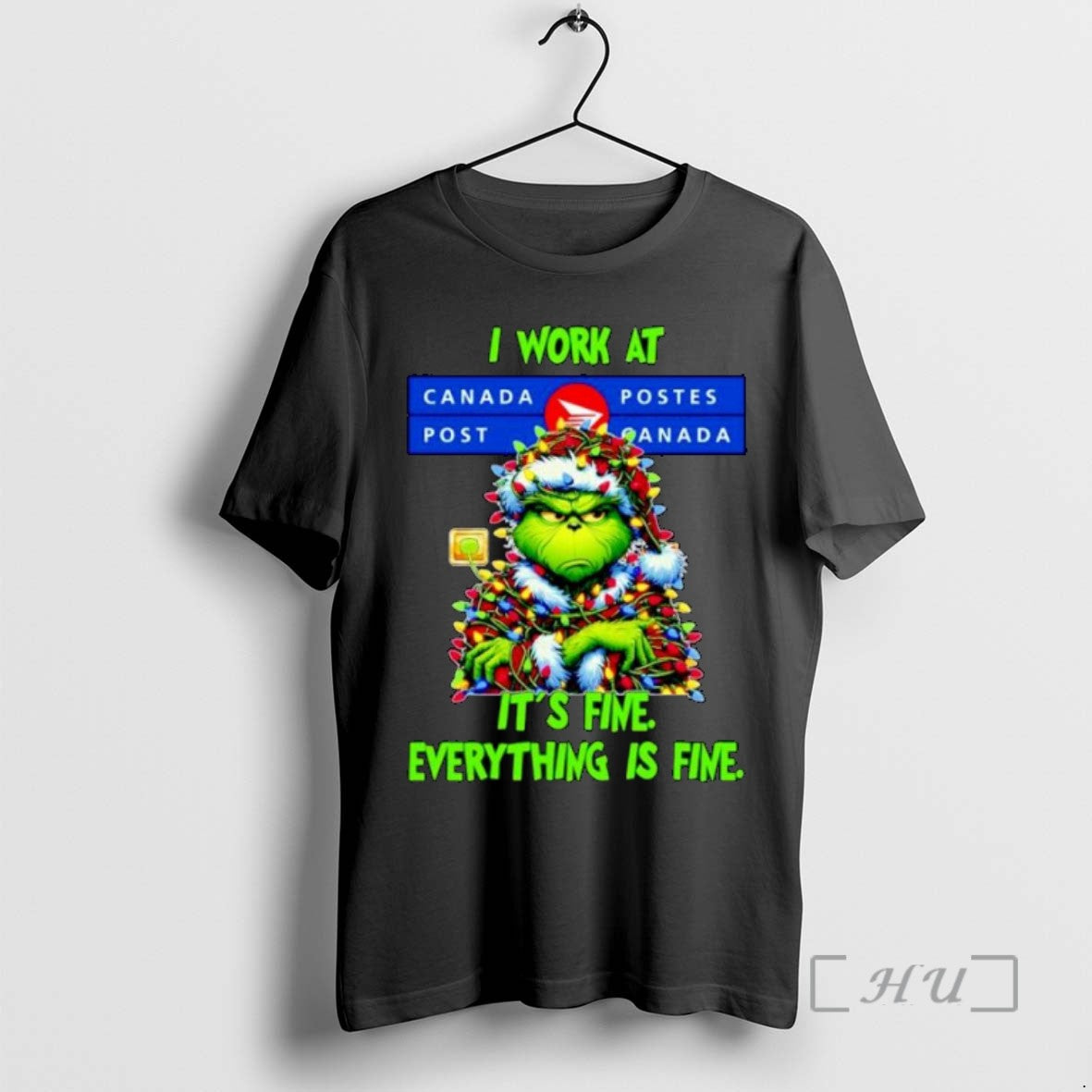 Limited Edition Grinch Santa I Work At Canada Post Its Fine Everything Is Fine Christmas T-Shirts, Hoodie, Sweatshirt