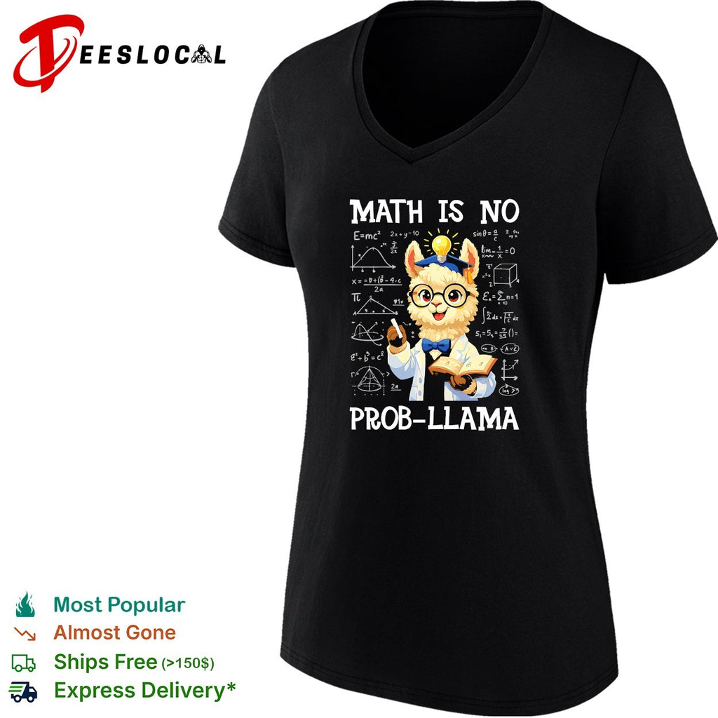 Llama scientist holding test tube math is no prob llama shirt