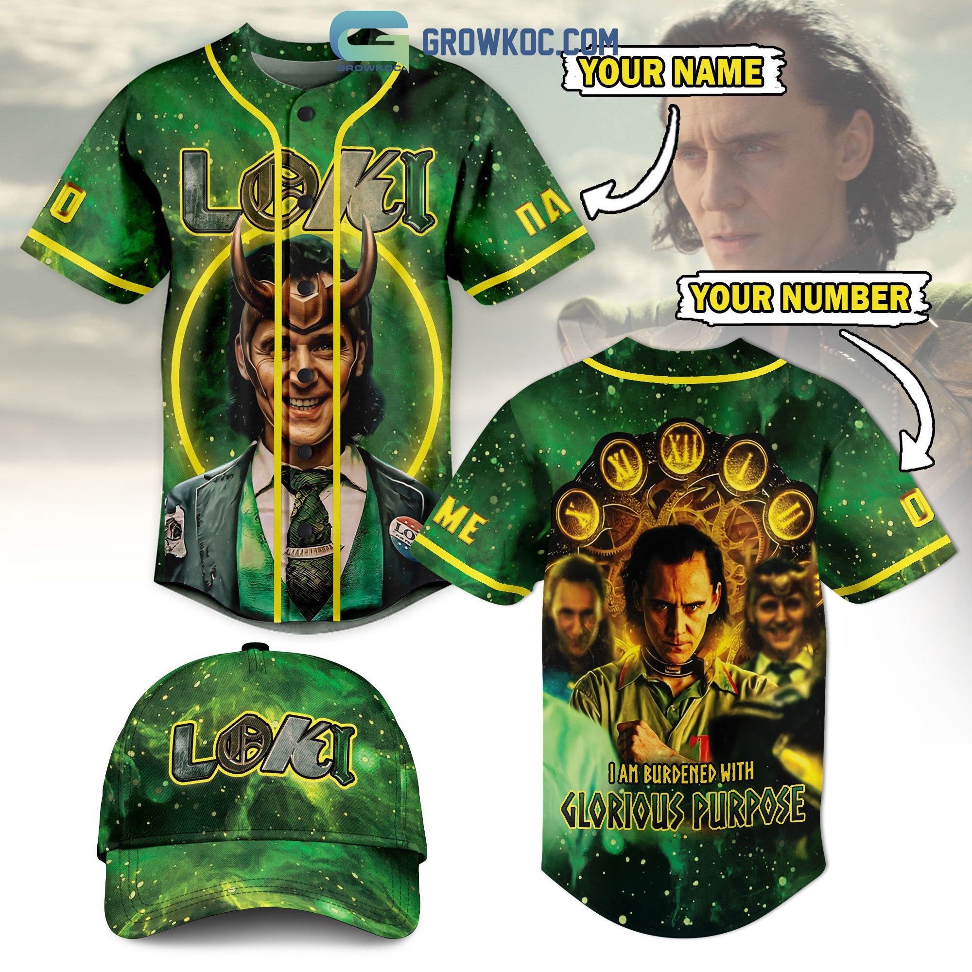 Loki I am Burdened With Glorious Purpose Personalized Baseball Jersey