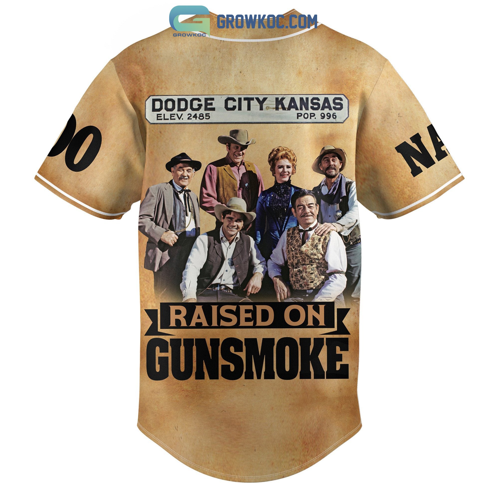 Long Branch Dodge City Kansas Raised On Gunsmoke Personalized Baseball Jersey