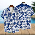 Los Angeles Dodgers MLB Logo Pattern Summer 3D Hawaiian Shirt, LA Dodgers Hawaiian Shirt