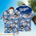 Los Angeles Dodgers MLB Mascot And Hibiscus Pattern 3D Hawaiian Shirt, LA Dodgers Hawaiian Shirt