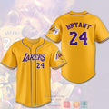 Los Angeles Lakers Kobe Bryant 24 yellow Baseball shirt