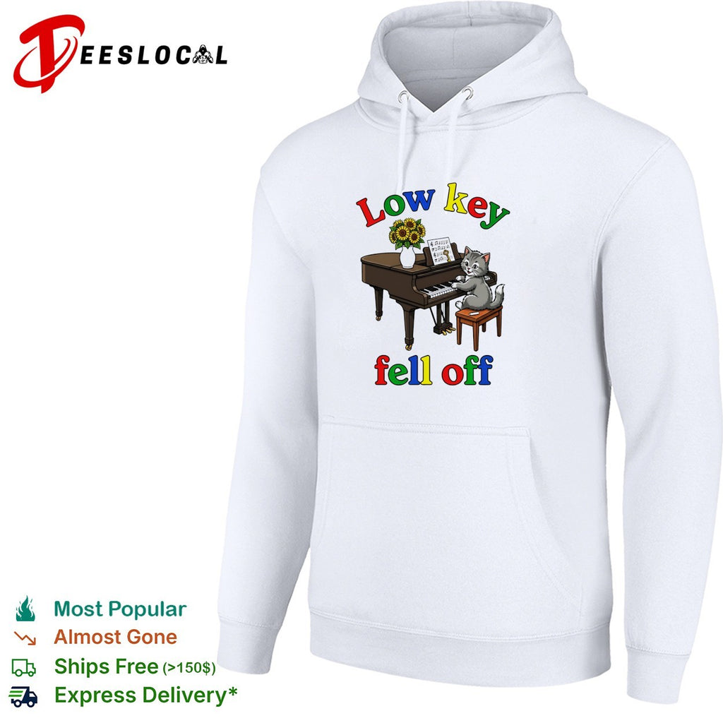Low key fell off cat playing piano shirt