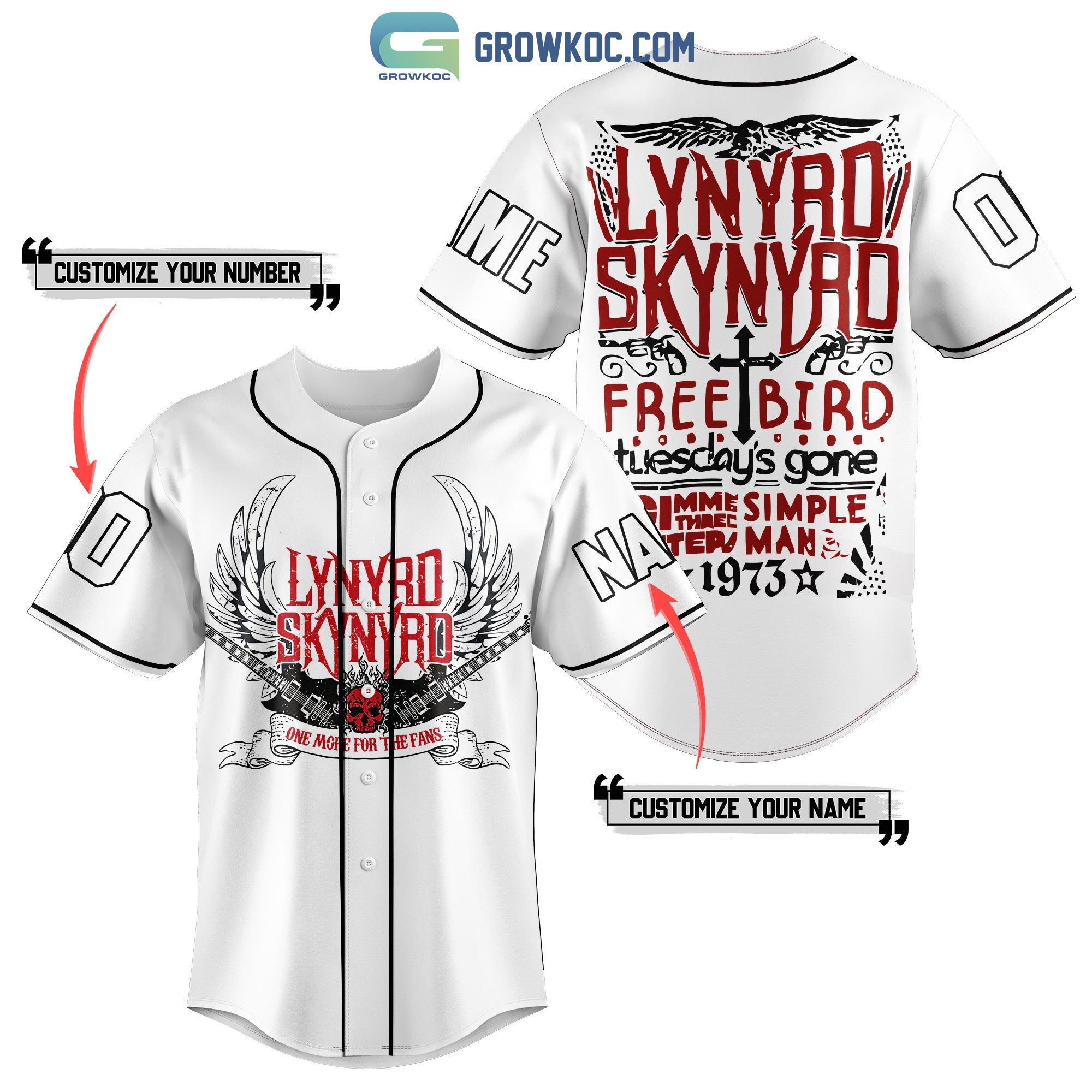 Lynyrd Skynyrd One More For The Fans Personalized Baseball Jersey