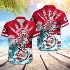 MLB Cincinnati Reds Grateful Dead Hawaiian Shirt, Cincinnati Reds Hawaiian Shirt