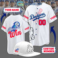 MLB Dodgers Here To Win White Design Personalized Baseball Jersey