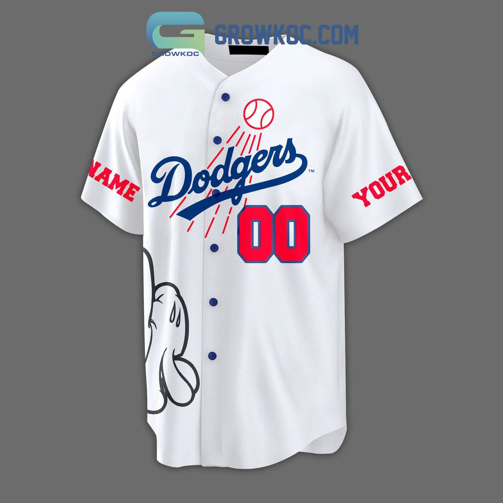 MLB Dodgers Here To Win White Design Personalized Baseball Jersey