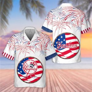 MLB New York Yankees Hawaiian Shirt Fireworks Independence Day, Yankees Tropical Shirt