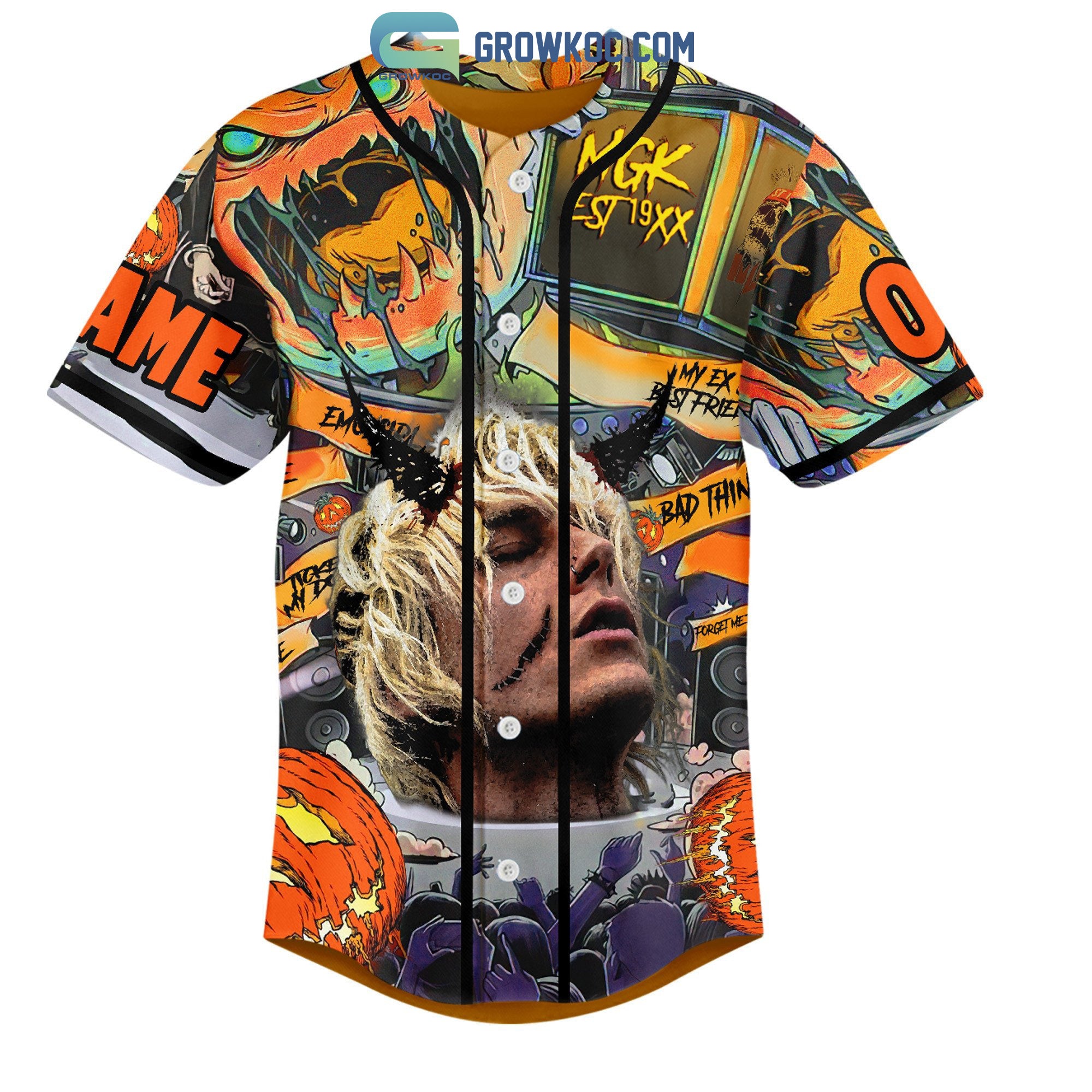 Machine Gun Kelly Halloween Pumpkin Personalized Baseball Jersey