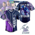Melbourne Storm Let’s Go Storm Flames Personalized Baseball Jersey
