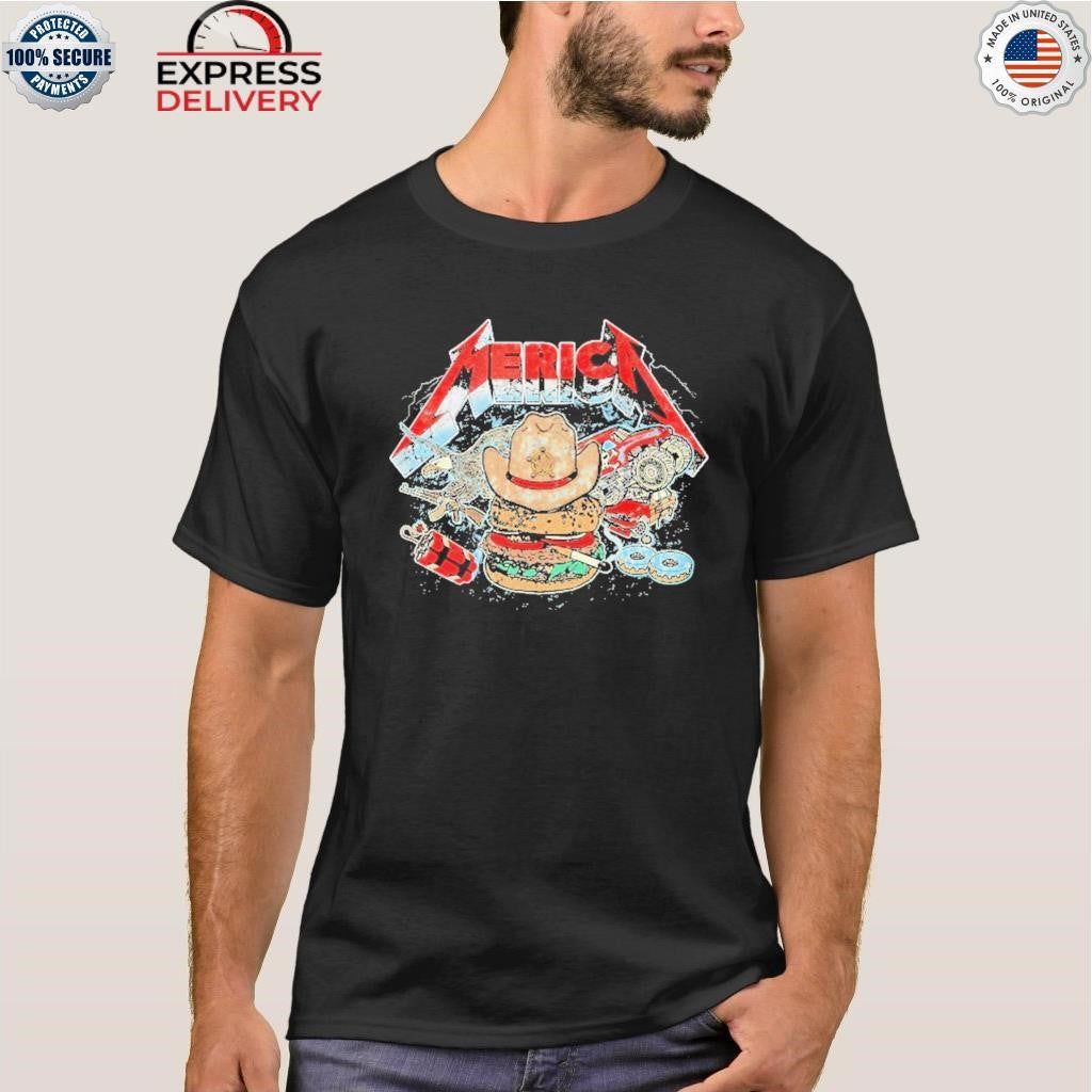 Merica Rock Metal Hamburger Cigarettes Shirt