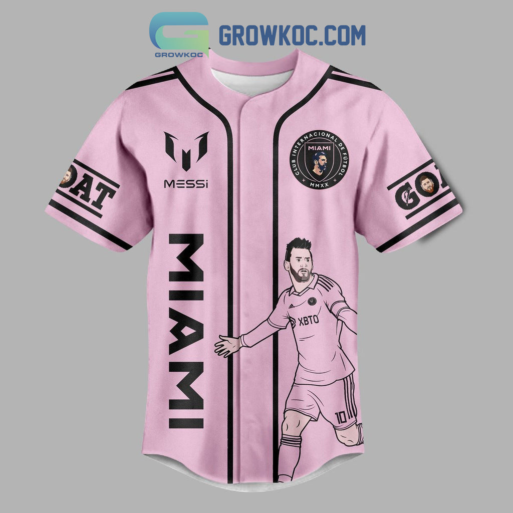 Messi 10 Goat Inter Miami Pink Design Personalized Baseball Jersey