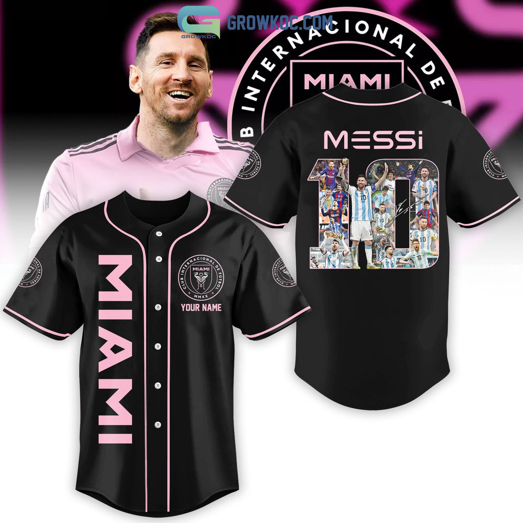 Messi 10 Miami FC Black Design Personalized Baseball Jersey