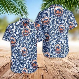 Mets Logo Blue Hawaiian Shirt, Mets Hawaiian Shirt