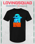 Miami Dolphins Fins Up Muscular Cartoon Mascot Sunglasses Tattoo T-Shirt