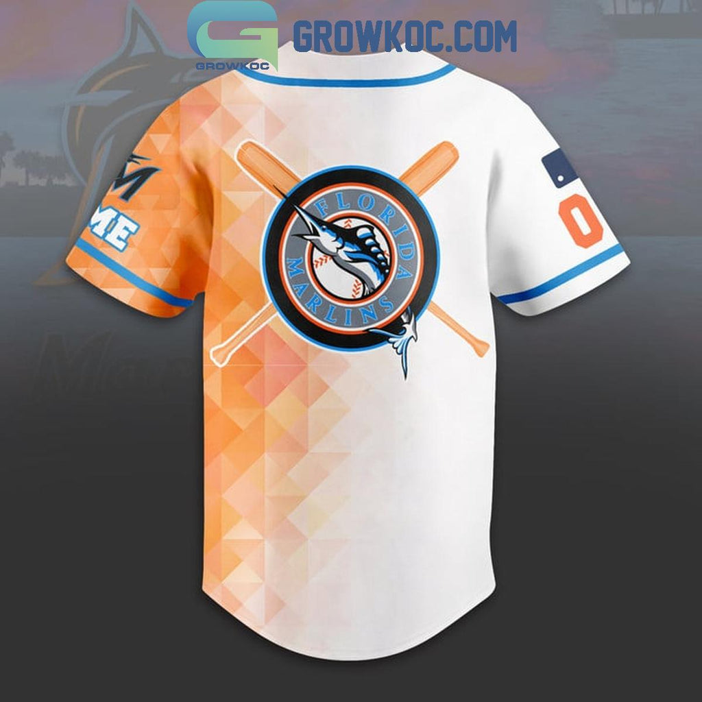 Miami Marlins Baseball Team Geometric Personalized Baseball Jersey