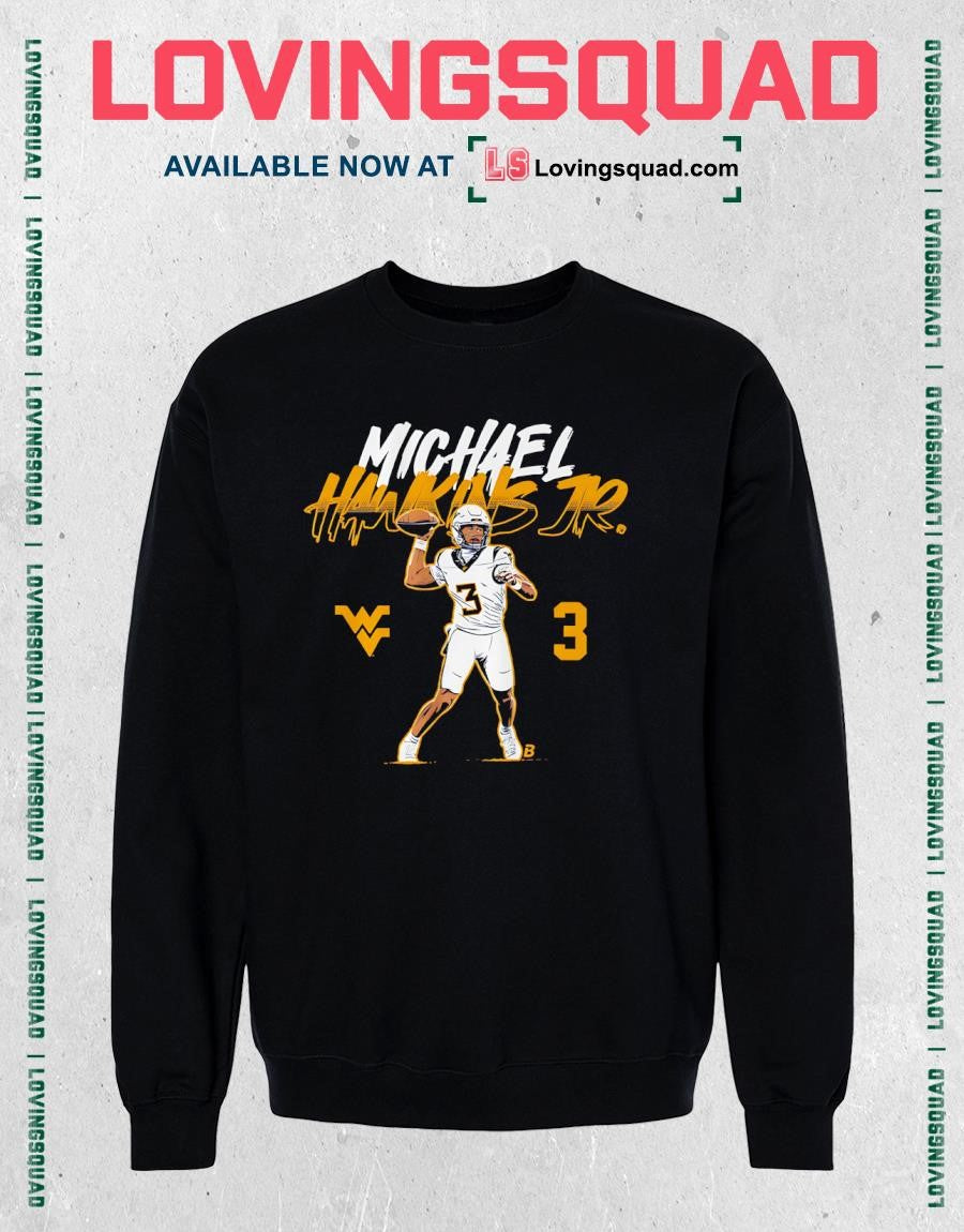 Michael Hawkins Jr West Virginia Mountaineers No 3 T-shirt