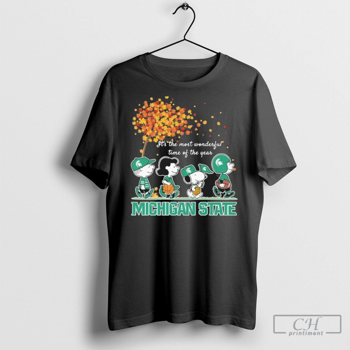Michigan State Spartans And Peanuts Characters Its The Most Wonderful Time Of The Year T-Shirts, Hoodie, Sweatshirt
