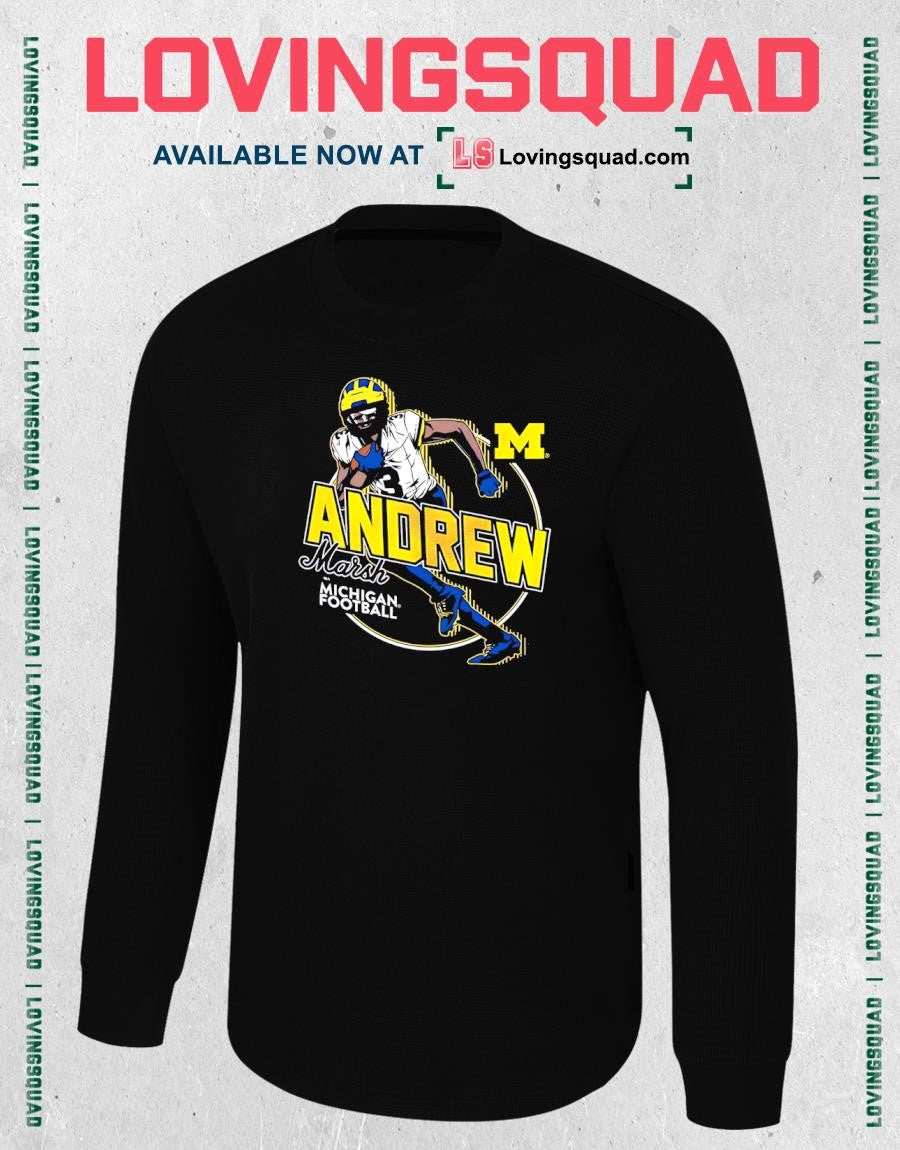 Michigan Wolverines #3 Andrew Marsh Football Student Athlete Motion T-Shirt