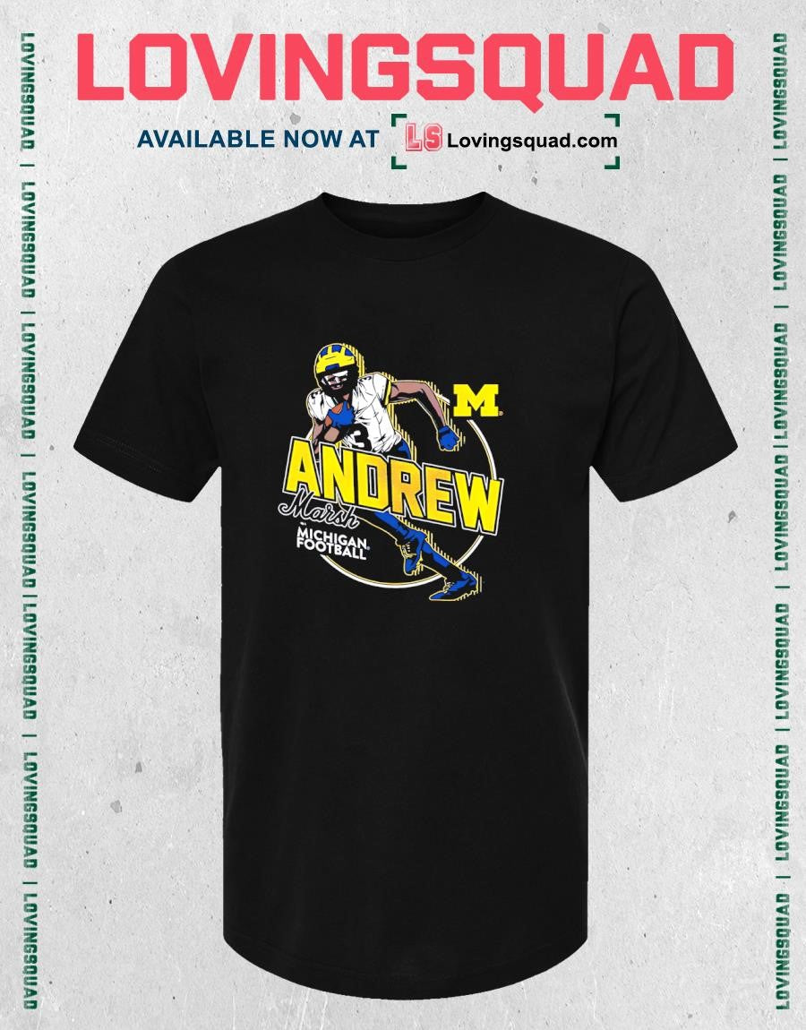 Michigan Wolverines #3 Andrew Marsh Football Student Athlete Motion T-Shirt