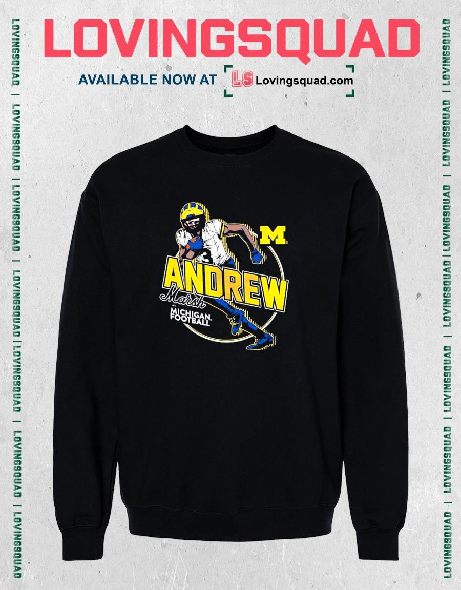 Michigan Wolverines #3 Andrew Marsh Football Student Athlete Motion T-Shirt