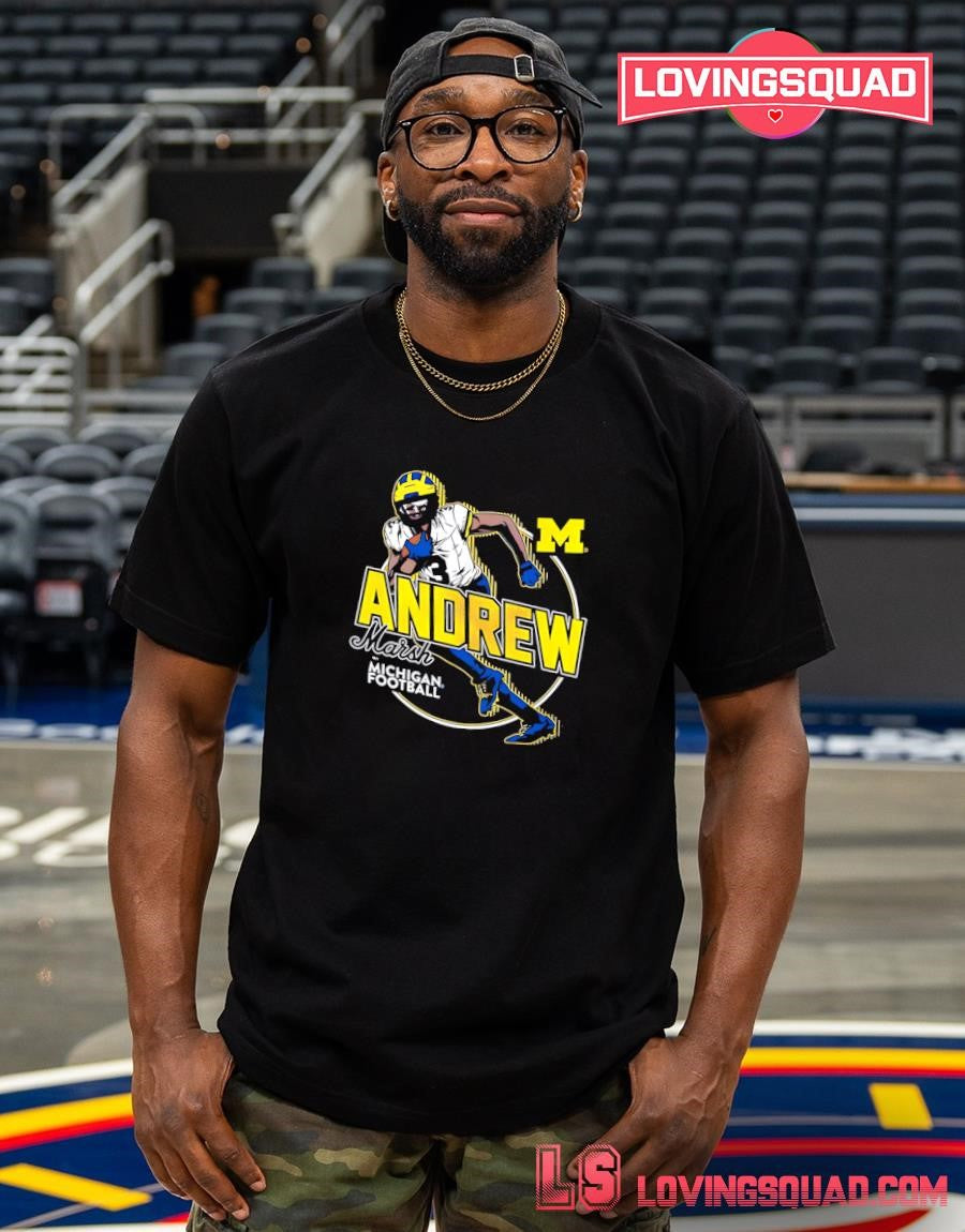 Michigan Wolverines #3 Andrew Marsh Football Student Athlete Motion T-Shirt