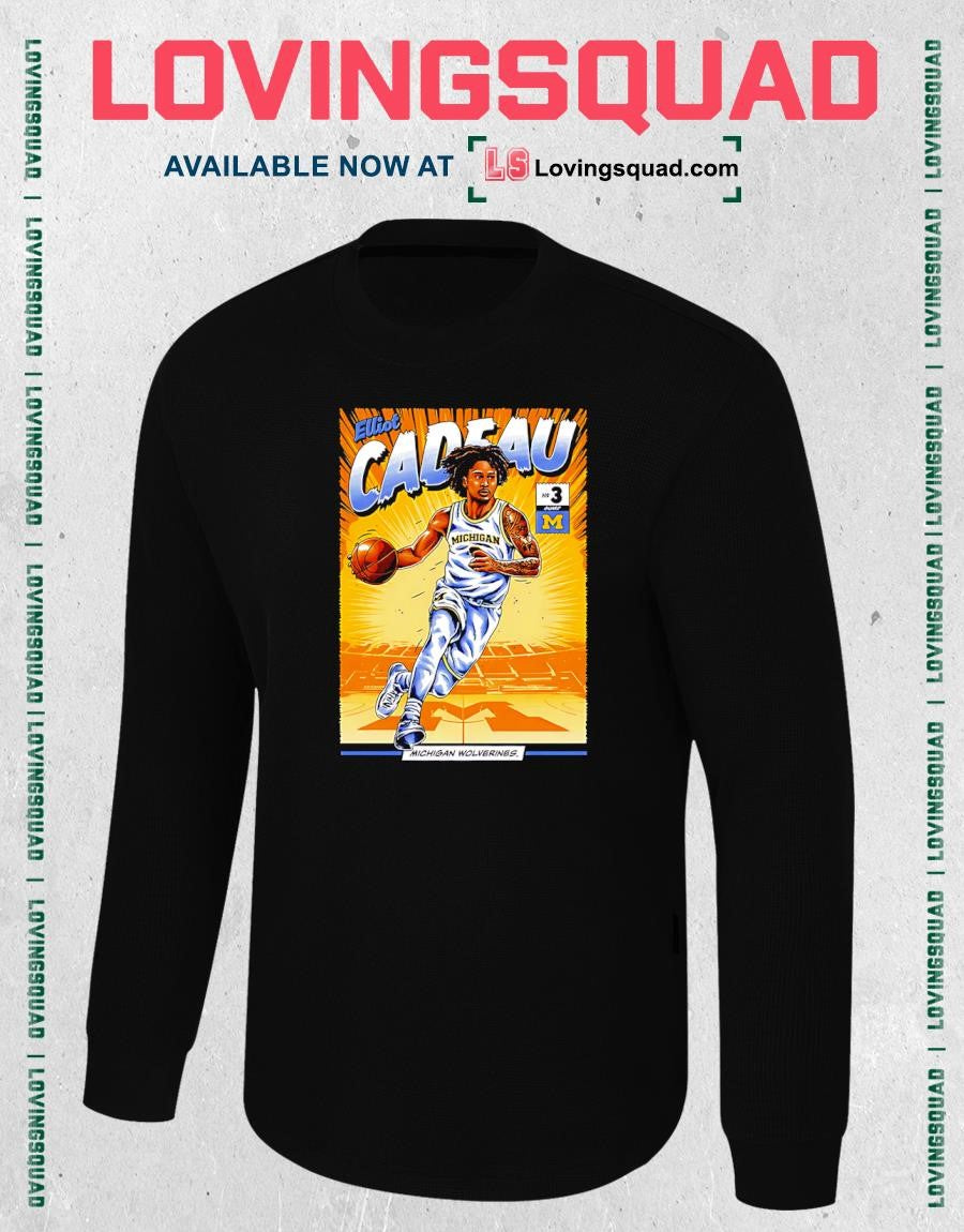 Michigan Wolverines #3 Elliot Cadeau Basketball Student Athlete Comic T-Shirt