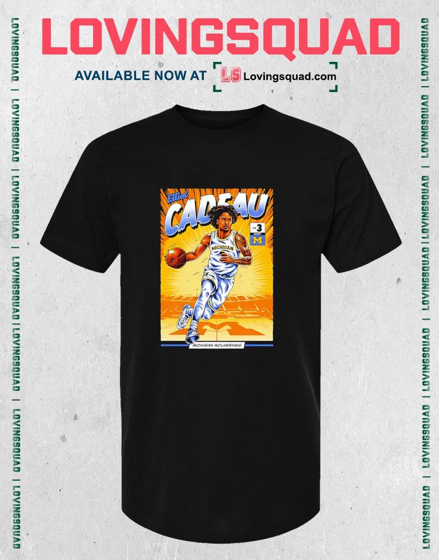 Michigan Wolverines #3 Elliot Cadeau Basketball Student Athlete Comic T-Shirt