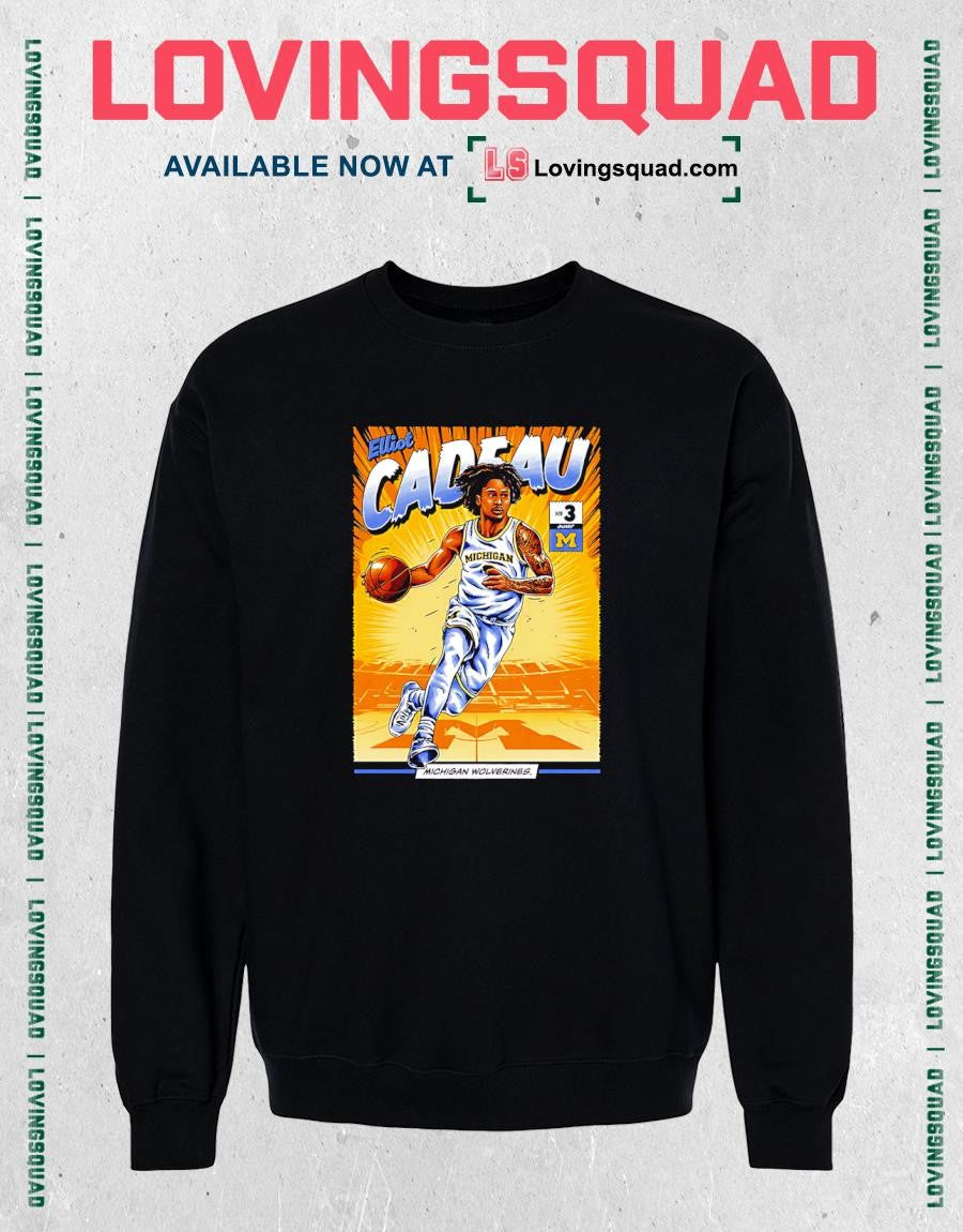 Michigan Wolverines #3 Elliot Cadeau Basketball Student Athlete Comic T-Shirt