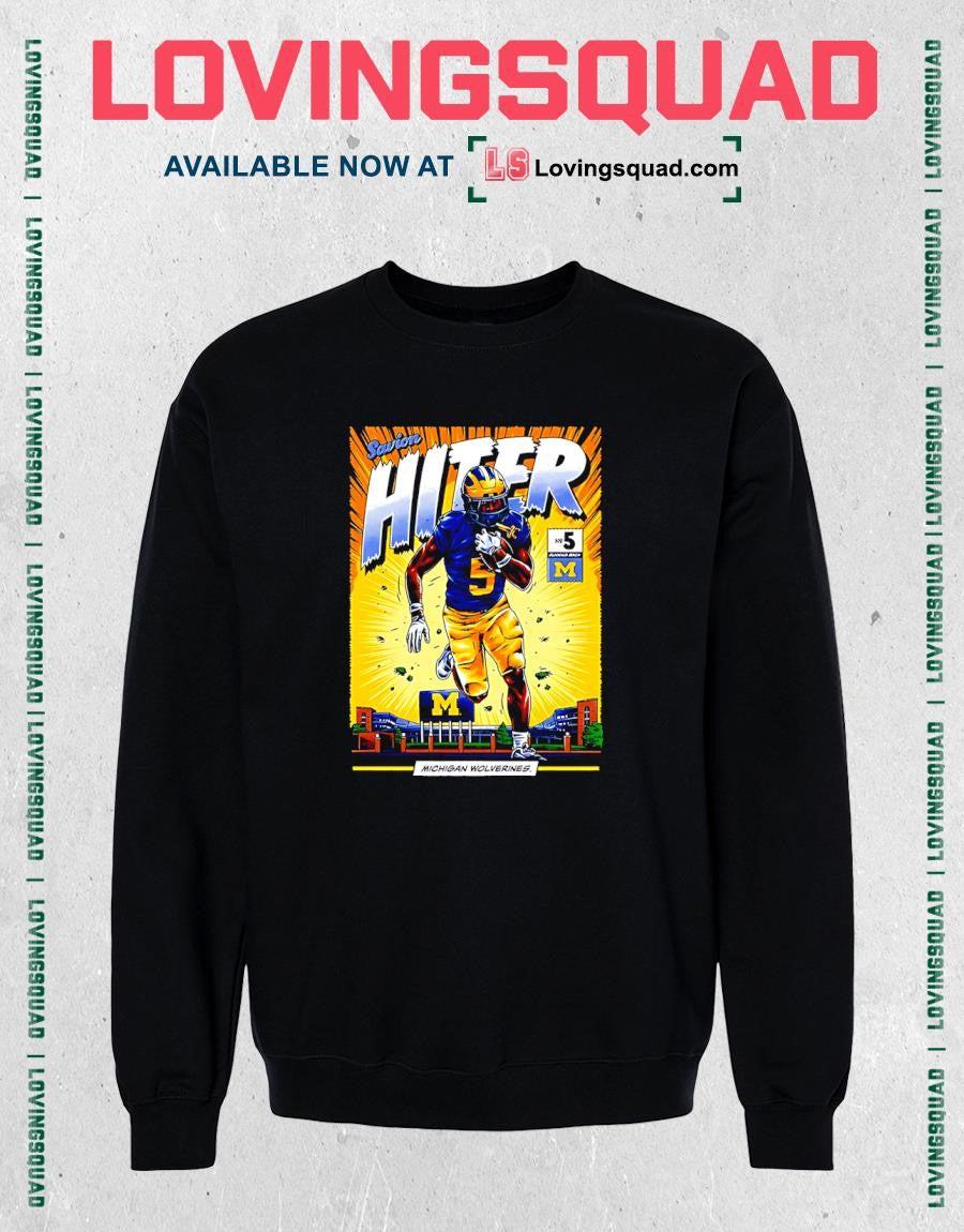 Michigan Wolverines #5 Savion Hiter Student Athlete Comic T-Shirt