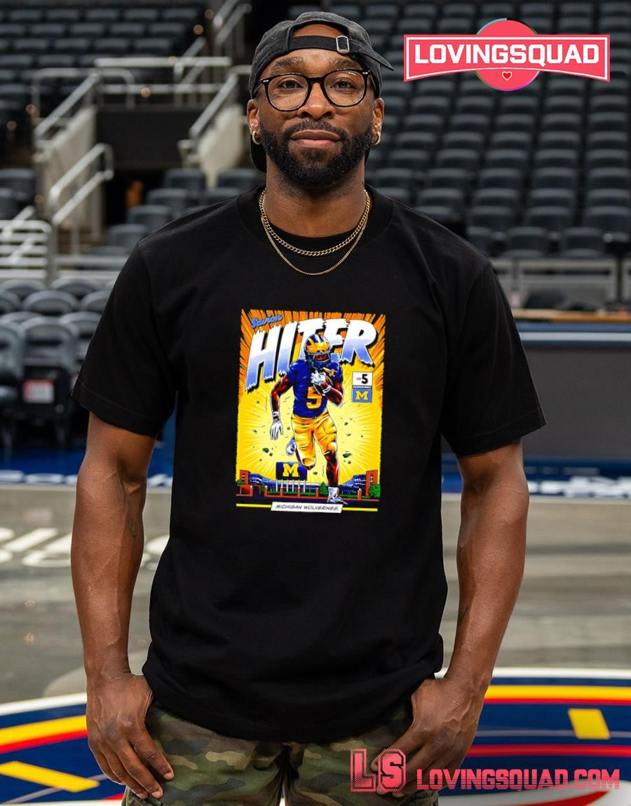 Michigan Wolverines #5 Savion Hiter Student Athlete Comic T-Shirt