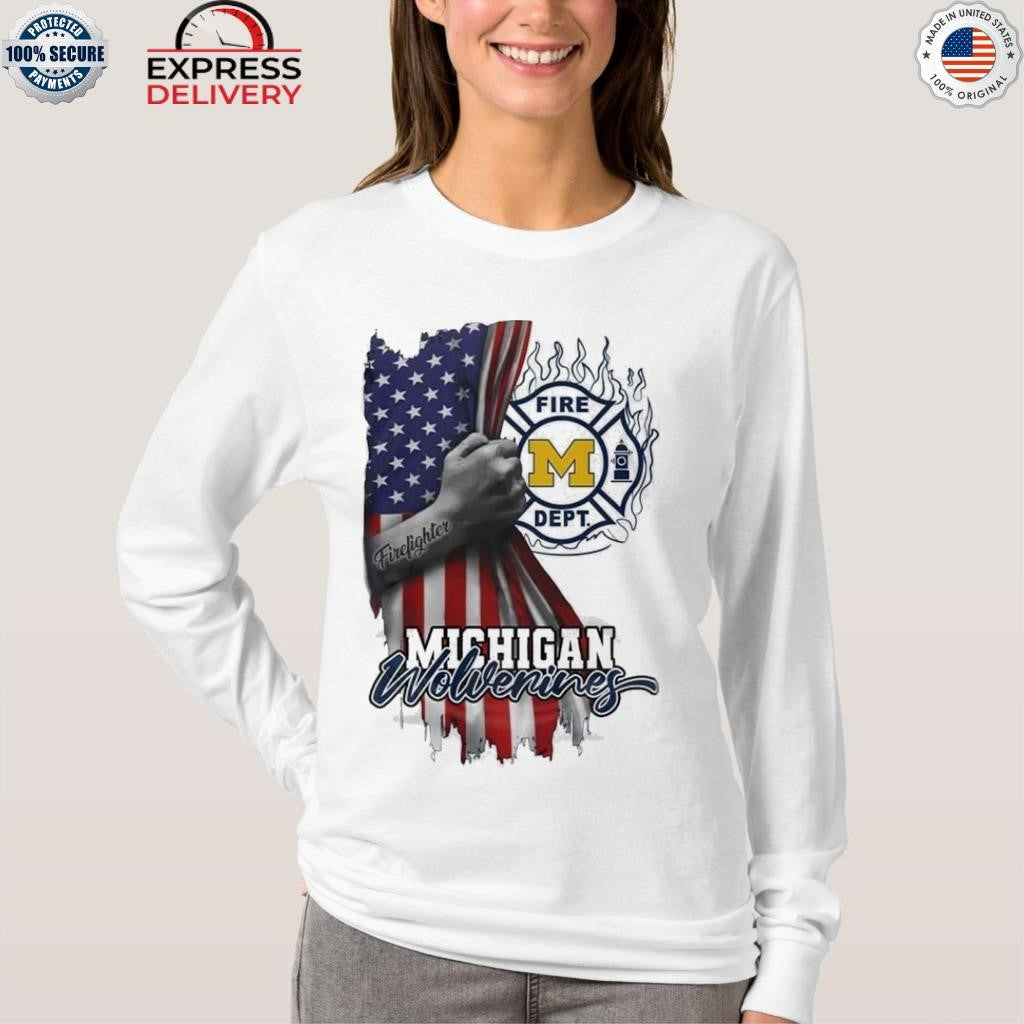 Michigan Wolverines Firefighter Flag USA Shirt