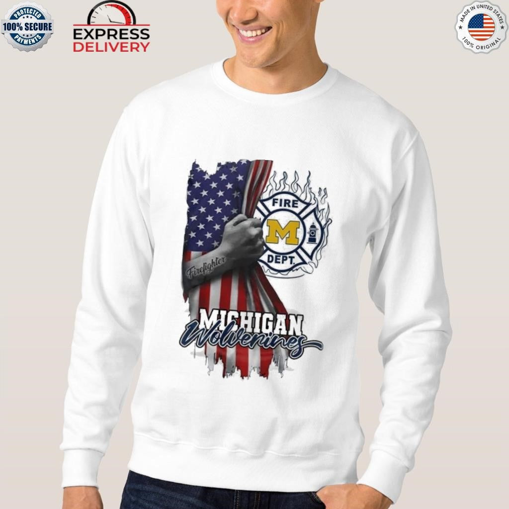 Michigan Wolverines Firefighter Flag USA Shirt