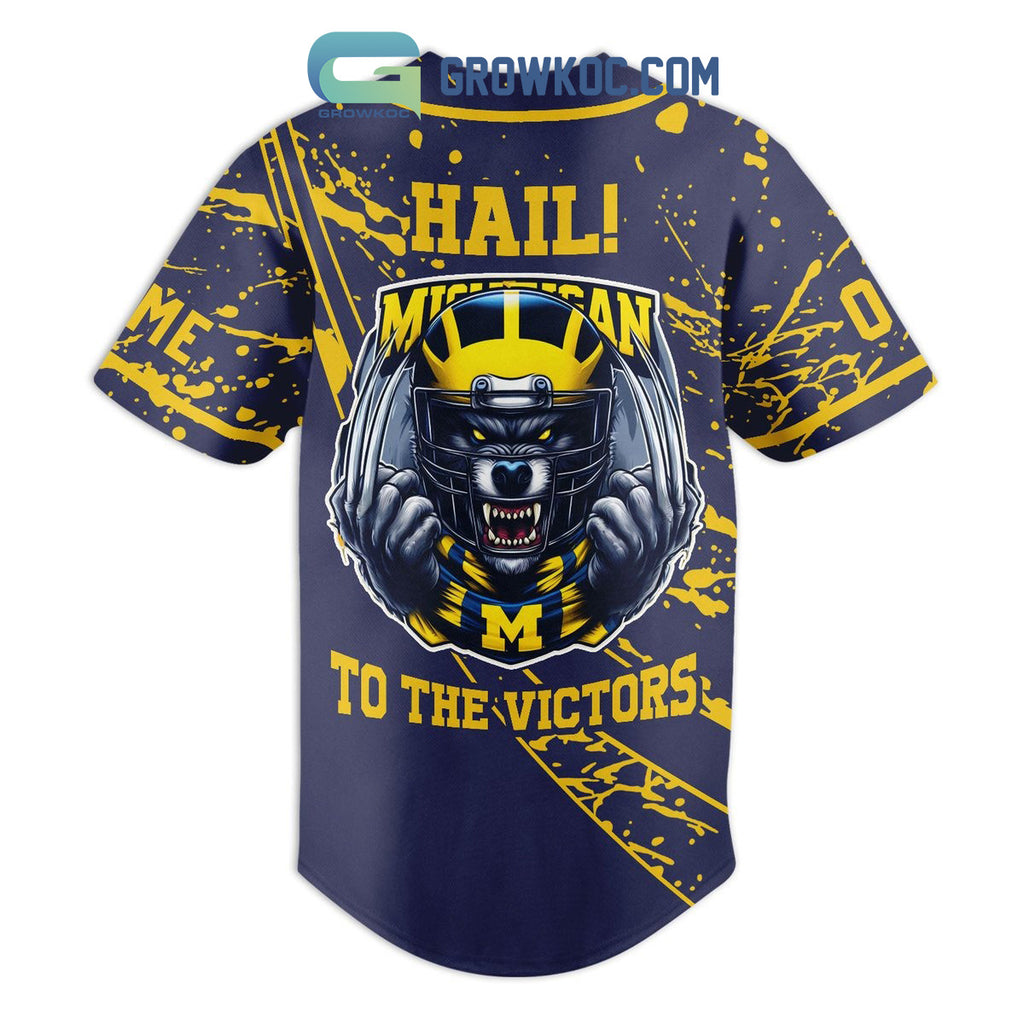 Michigan Wolverines Hail To The Victors Fan Personalized Baseball Jersey