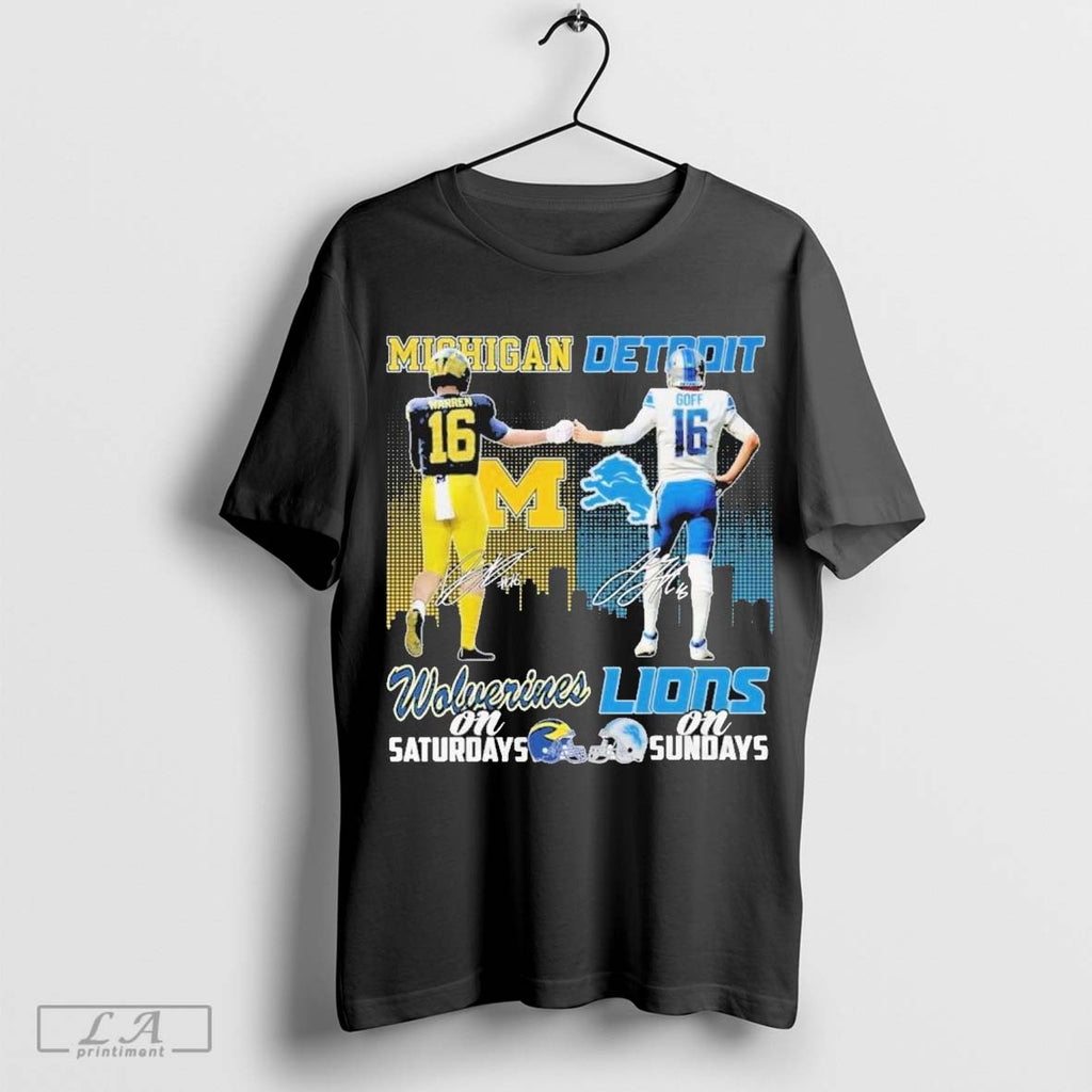 Michigan Wolverines On Saturday And Detroit Lions On Sundays Signature Unisex T-Shirts, Hoodie, Sweatshirt | InkRitualCo.com