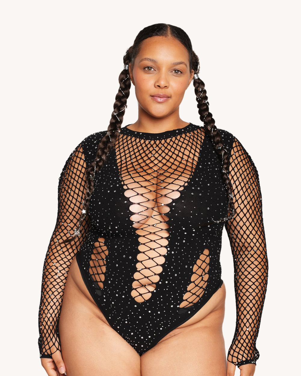 Midnight Tease Rhinestone Bodysuit