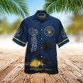 Milwaukee Brewers Blue Tropical Island Sunset Hawaiian Shirt - Brewers Hawaiian Shirt