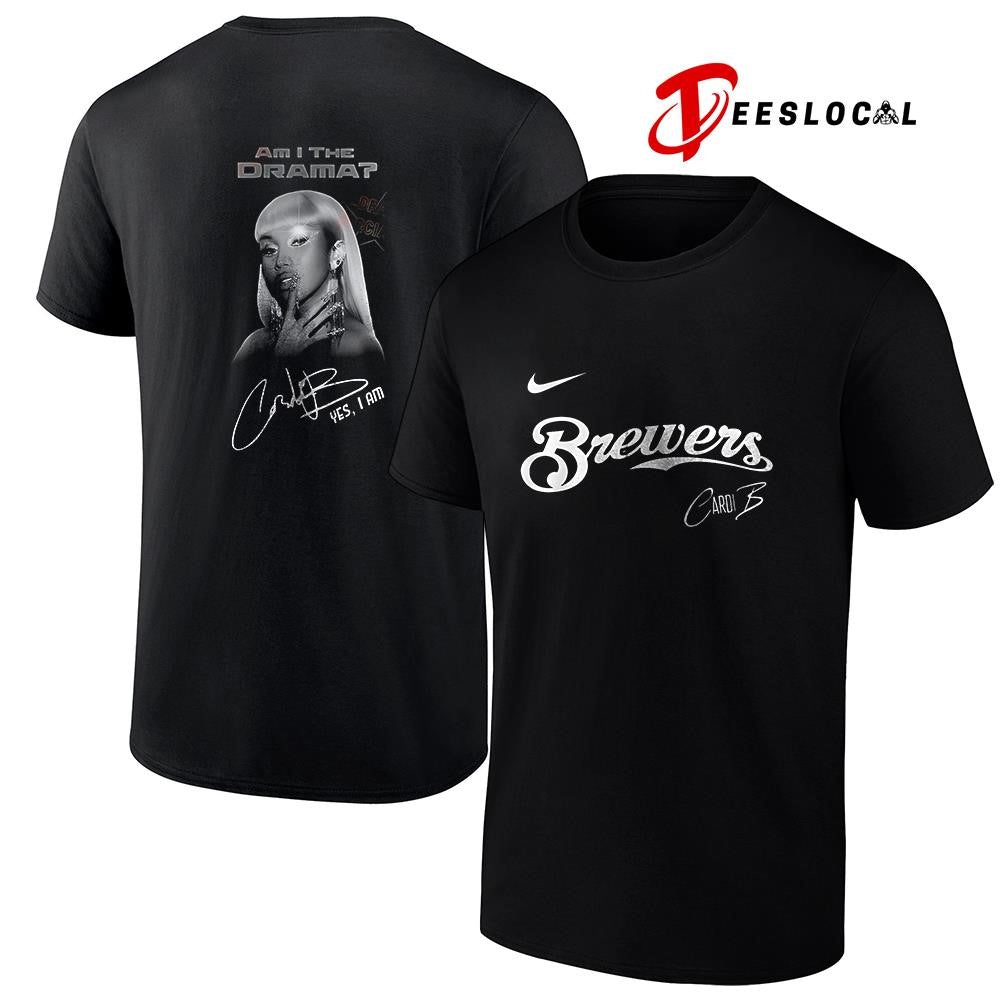 Milwaukee Brewers Cardi B Am I The Drama yes I am album signature portrait shirt