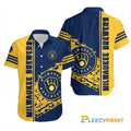 Milwaukee Brewers Logo Navy Blue Yellow Hawaiian Shirt