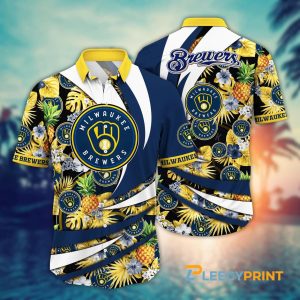 Milwaukee Brewers Logo Tropical Fruilts MLB Hawaiian Shirt