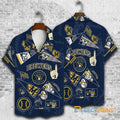 Milwaukee Brewers Pattern Navy Blue Vintage Hawaiian Shirt