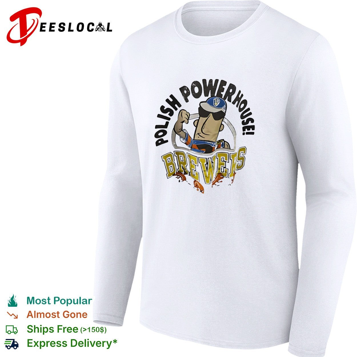 Milwaukee Brewers Polish powerhouse sausage mascot flexing shirt