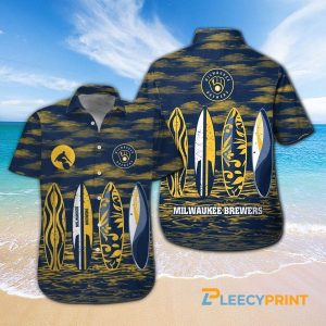 Milwaukee Brewers Surfing Short Sleeve Tropical Hawaiian Shirt