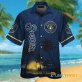 Milwaukee Brewers Tropical Island Sunset Blue Hawaii Shirt