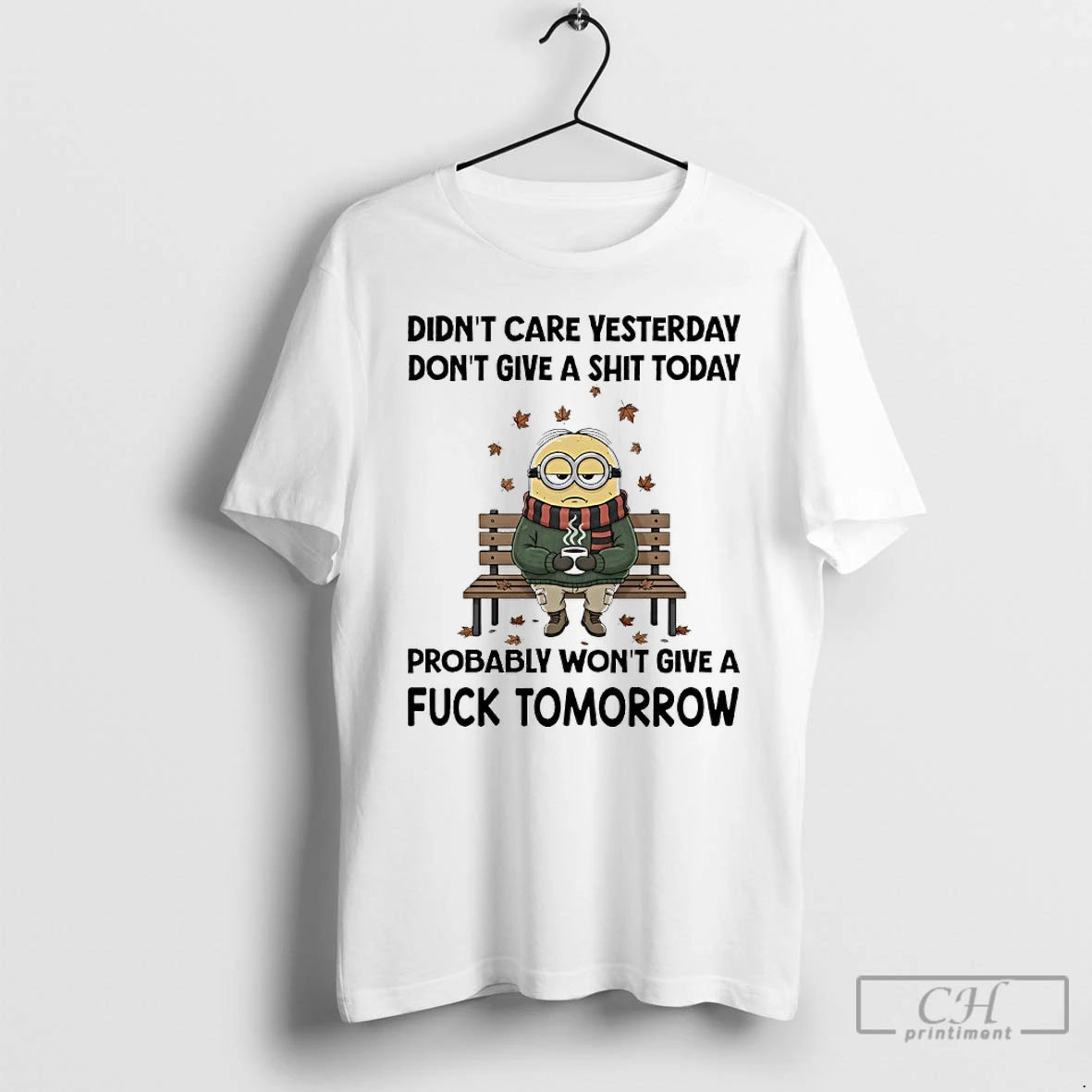Minions Halloween Didnt Care Yesterday Dont Give A Shit Today Probably Wont Give A Fuck T-Shirts, Hoodie, Sweatshirt