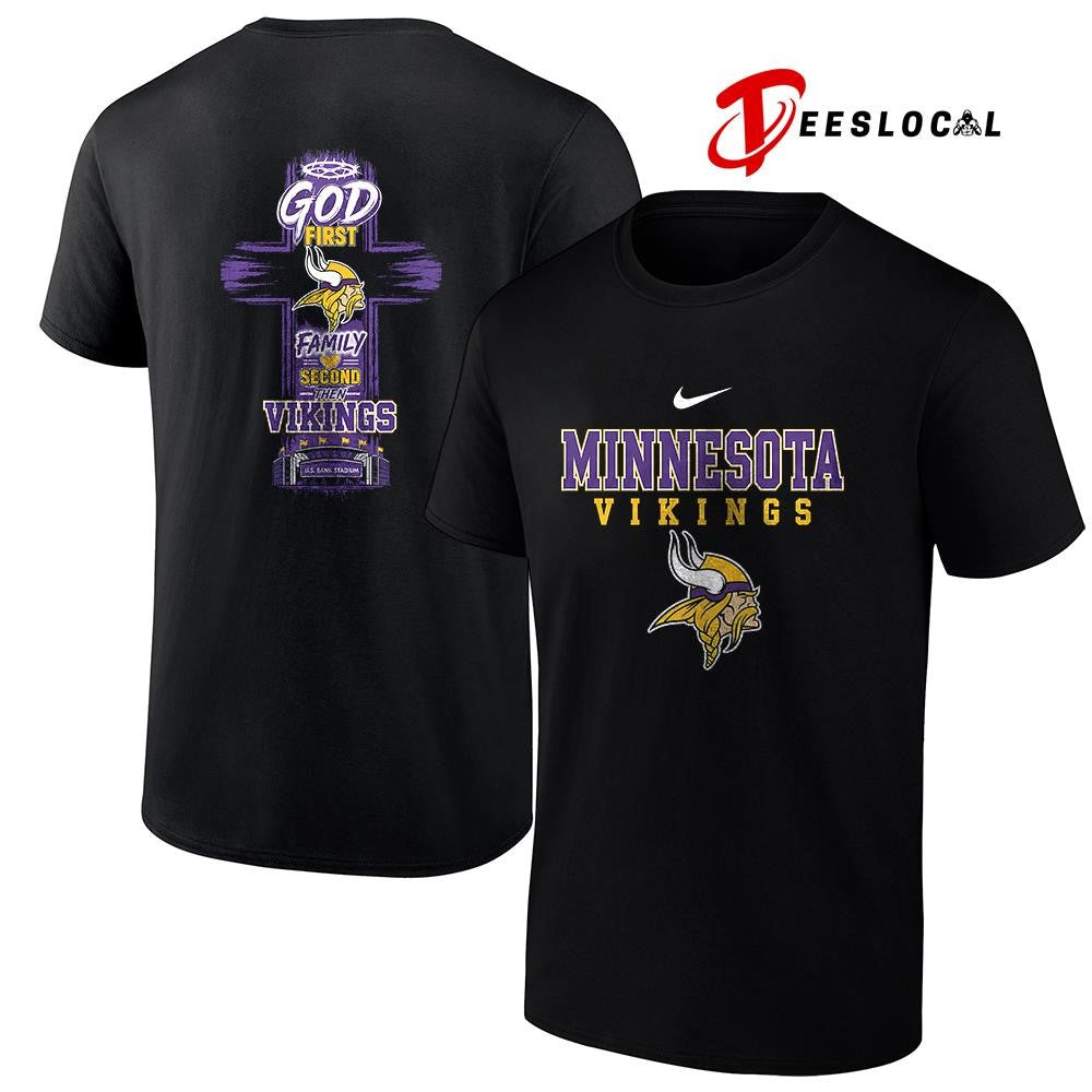 Minnesota Vikings God first family second cross shirt